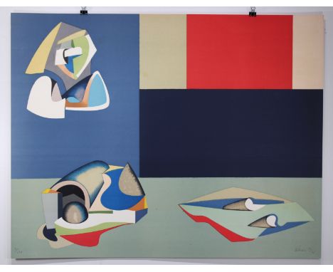 Jean Helion, (French, 1904-1987) Composition. Color Lithograph. Pencil signed lower right. Pencil numbered (3/150) lower left