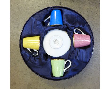 A Royal Worcester Queen's 80th Birthday coffee set, boxed, 2006 