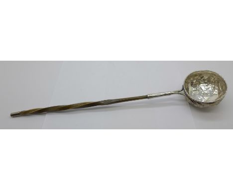 A 19th Century toddy ladle with baleen handle 