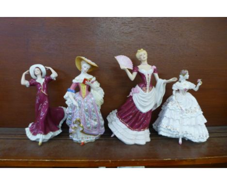 Four figures; Royal Worcester The Fairest Rose, Franklin Mint Vienna Waltz, V&amp;A and Royal Dux 