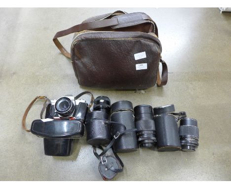 A Praktica LTL3 film camera, lenses, etc. 