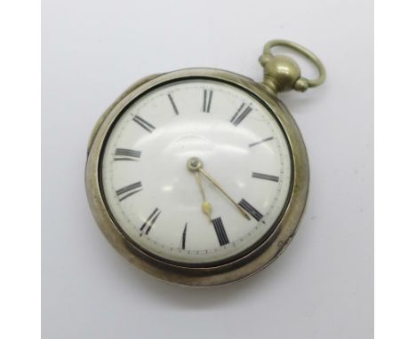 A silver pair cased pocket watch, William Strong, Dublin both cases marked London 1793 