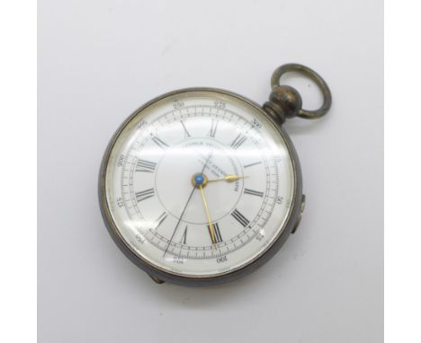 A metal cased pocket watch, Centre Seconds Chronograph 