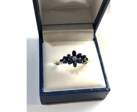 18ct white gold sapphire &amp; diamond ring weight approx 3g ring size approx q/r,&nbsp;Good overall condition