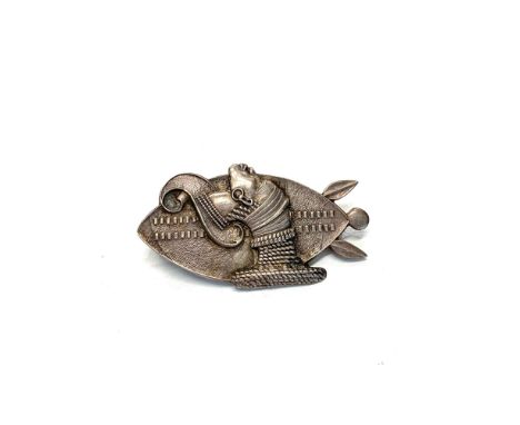 Vintage silver brooch by designer Candida 44mm x 24mm circa 1960 SA Pretoria 