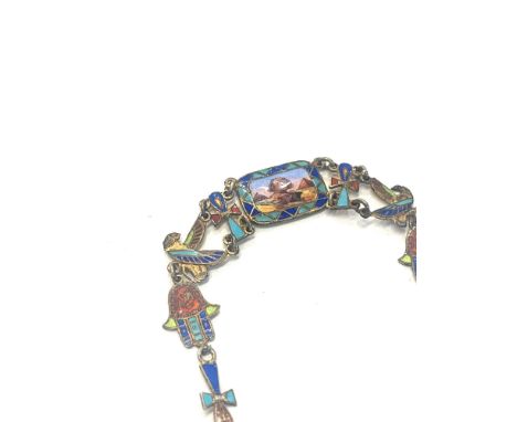 Egyptian revival enamel necklace 