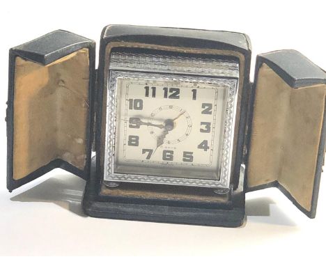 Antique cased alarm 8 day travel clock non working 