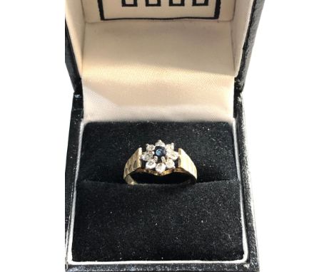 9ct Gold diamond and sapphire ring, ring size approx L weight approx 1.7g 