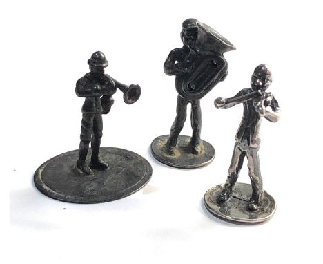 3 dutch silver miniatures 3 men playing instruments 