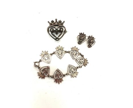 Vintage silver Iona silver brooch earrings and bracelet by john hart 