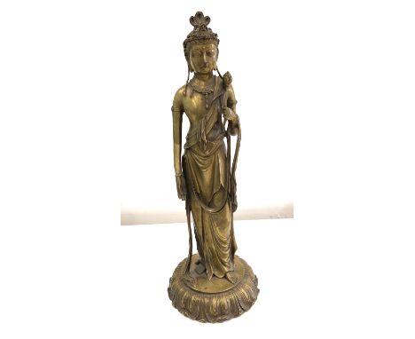 Vintage brass deity figure measures approx 13ins tall 