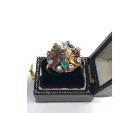14ct gold mixed gem set hareem ring weight 3.5g ring size approx l/m 