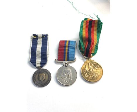 3 vintage medals inc ww2 greek ,zimbabwe rhodesia, the zimbabwe medal rim reads:25535 E R PO S G LLoyd 