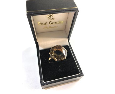 14ct smokey quartz ring, Good overall condition, ring size approx p/q 