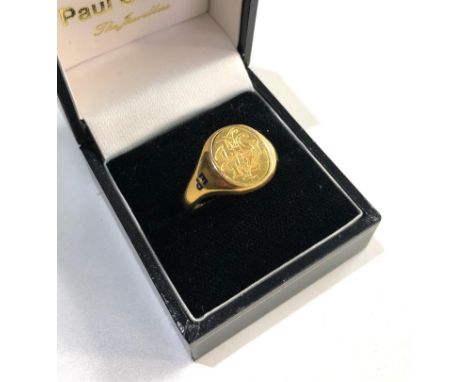9ct Gold naval spinning top enamel ring, weight approx 7.5g ring size approx U 