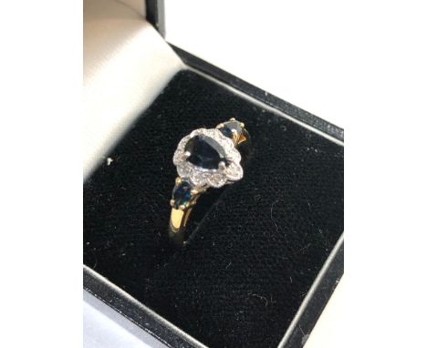 14ct gold and sapphire ring, weight approx 2.5g ring size approx p/q 