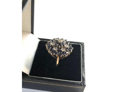 9ct gold diamond and sapphire dress ring, ring size P weight 5.5g 