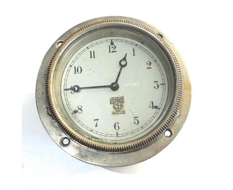 Vintage smiths car clock, Clock is missing the means to turn the hands, when wound the clock does tick, however no warranty i