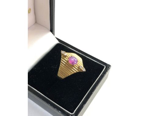 18ct gold ruby and diamond ring, good overall condition, approximate ring size P/Q 