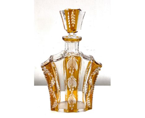 Venetian glass decanter and glasses i glass has edge chips 