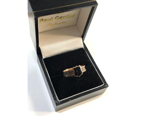 Victorian gold and enamel mourning ring interior reads Mary Ludlow died 17th july 1863 aged 49years ring size approx N 