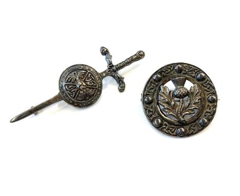 2 Vintage silver Robert Alison brooches, both hallmarked 