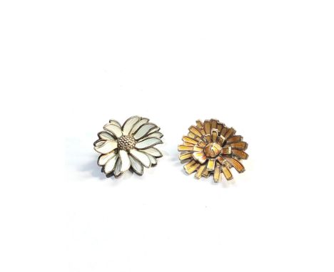 2 david Andersen enamel brooches,&nbsp;Orange brooch has slight enamel damage, one brooch is in good overall condition