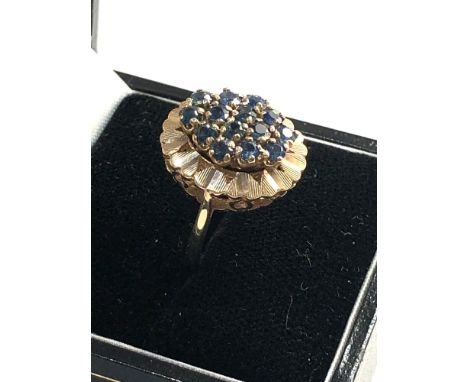 9ct gold sapphire ring,  ring size approx o 