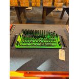 SNAP-ON 20" COMBINATION DRIVE SOCKET TRAY, GREEN, W/(75) SNAP-ON SOCKETS