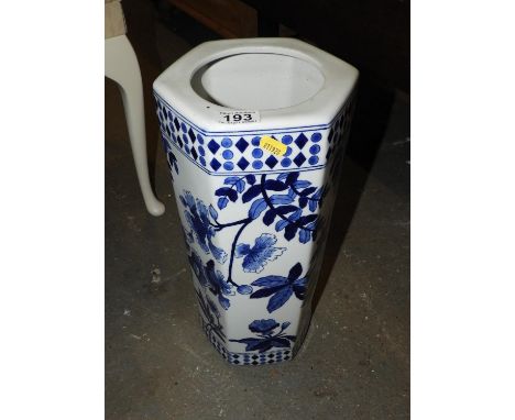 Ceramic Blue and White Umbrella Stand 
