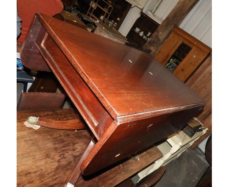 Victorian Mahogany Tripod Drop Flap Table with Single Drawer 