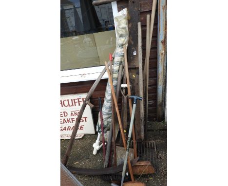 Quantity of Garden Tools - Two Man Saw, Scythe etc 