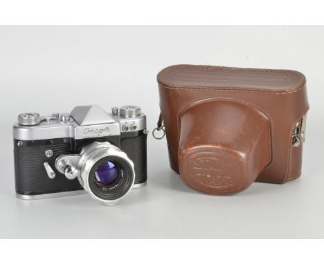 A Krasnogorsk Start SLR Camera, chrome, serial no. 6119780, with Helios-44 f/2 58mm lens, chrome, serial no. 0079172, body, G