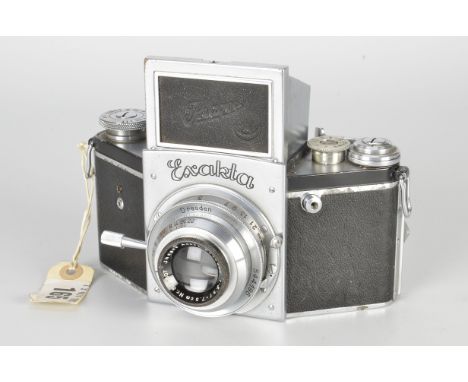 An Ihagee Exakta B Type 5.2 Camera, chrome, serial no. 544196, with Ihagee-Anastigmat Exaktar f/3.5 75mm lens, serial no. 875