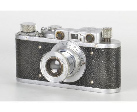 A FED Type 1A Rangefinder Camera, galvanized finish, serial no. 5545, with RED f/3.5 50mm lens, chrome, serial no. 27568, bod