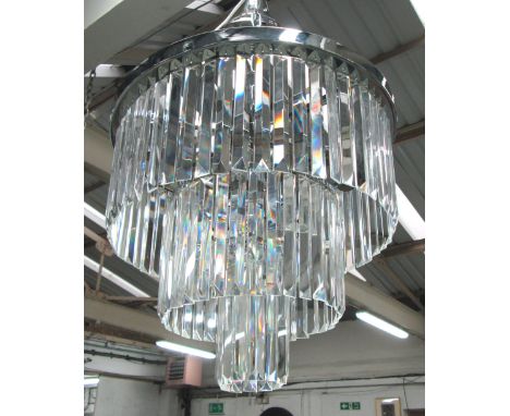 CHANDELIER, with ten lights, with long hanging lead and crystal drops, 50cm W.