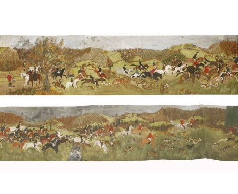 Fisher Prout, 20th centuryHUNTING PANORAMASigned l.r. and dated 1955, gouache37.5 x 345cm