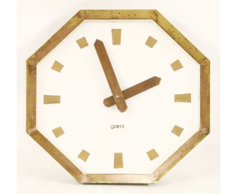 A giant octagonal turret clock by Gents' of Leicester,1930s, a giant electric turret clock by Gents' of Leicester, with brass