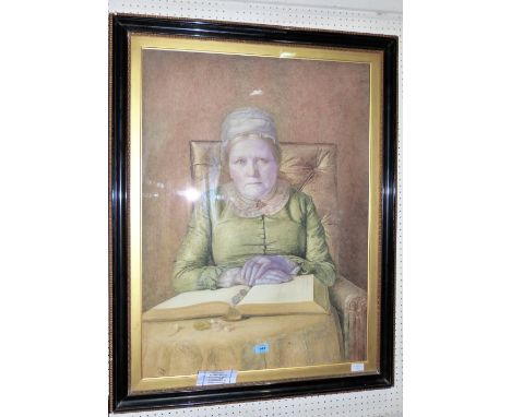 FREDERICK HARRIS: Deathbed portrait of an elderly lady. Signed and dated 1885. Watercolour 36'' x 26''