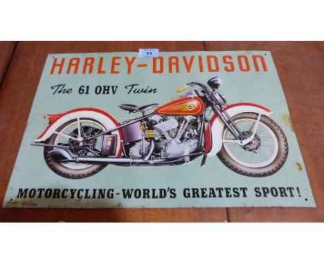 A Harley Davidson enamel sign