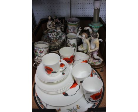 Assorted ceramic wares, includes, Poole vase, Wedgwood Cornpoppy coffee cans etc