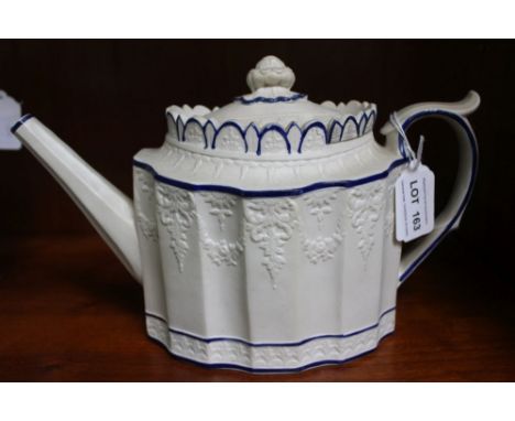 An early 19th century Castleford style feldspathic stoneware teapot, with sliding lid