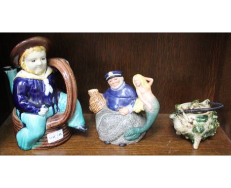 A "Royal Doulton" ceramic teapot "Old Salt" with Mermaid handle, together with a "W Broughton of Douglas Isle of Man" sailor 