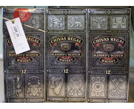 Chivas Regal blended Scotch Whisky in original boxes, 3 bottles