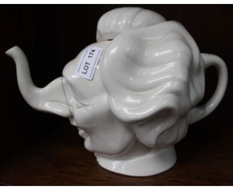 A "Luck and Flaw" ceramic Margaret Thatcher teapot, Luck and Flaw are the creators of "Spitting Image"