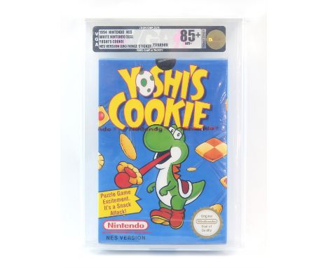 Yoshi's Cookie VGA 85+ NM+ Gold Grade - Sealed - NES. This game has been graded a Gold grade 85+ by VGA. This is the UK versi