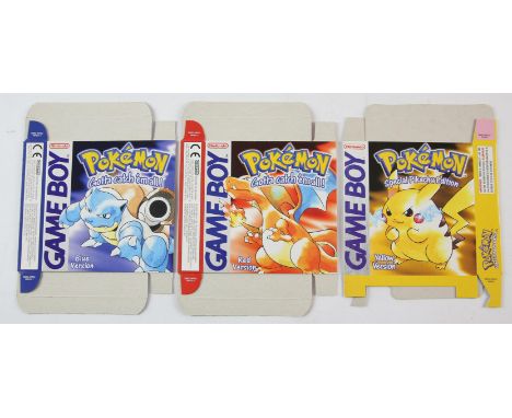 Pokémon Red, Blue & Yellow New Flat Boxes. This lot contains original and official flat boxes for the first three mainline Po