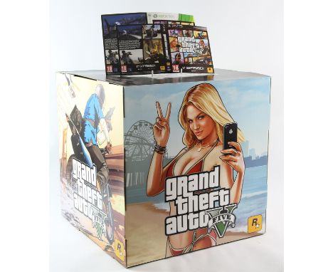 Grand Theft Auto 5 Display Stand POS Square Box This lot contains a display stand for GTA5. It is a cardboard/square cut desi
