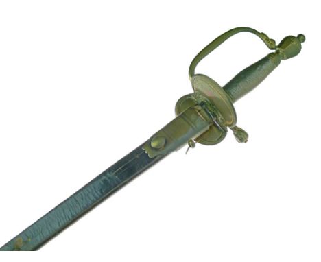 English 1796 pattern Infantry Officers sword, single edged 82cm blade etched crown over GR and Royal Arms, some bluing and gi