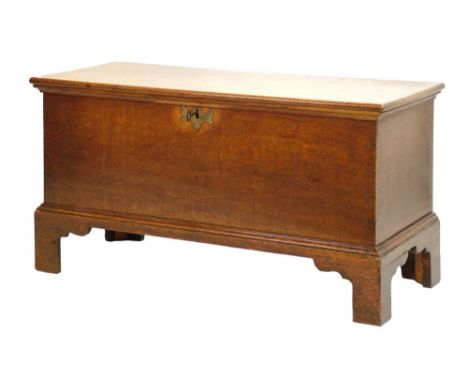 George III oak coffer standing on bracket feet, 90cm wide  Condition: Please see extra images and TELEPHONE department for fu